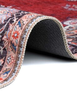 Perzisch tapijt Rana - rood/meerkleurig - close up, thumbnail