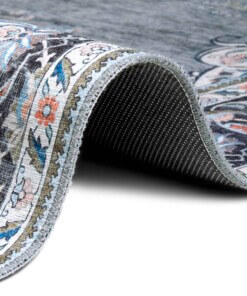 Perzisch tapijt Rana - grijs/meerkleurig - close up, thumbnail