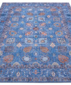 Oosters tapijt Nain Madina - blauw/meerkleurig - overzicht schuin, thumbnail