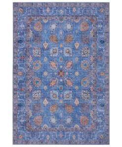 Oosters tapijt Nain Madina - blauw/meerkleurig - overzicht boven