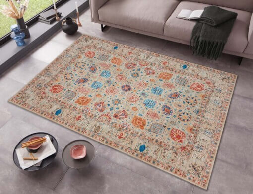 Oosters tapijt Nain Madina - beige/meerkleurig - sfeer