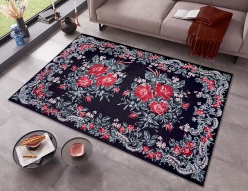 Design vloerkleed Rozenkelim - zwart/rood - sfeer