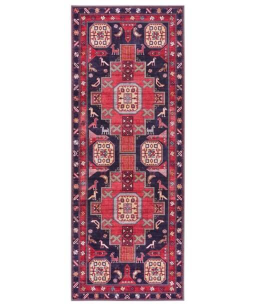 Kelim loper Kazak Lamis - donkerblauw/rood - overzicht boven