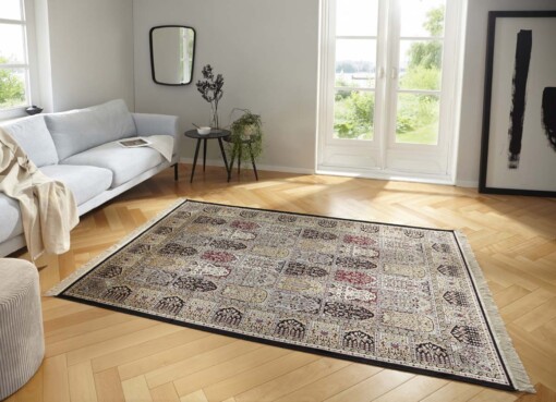 Perzisch tapijt Moud Barash - antraciet/multi - sfeer