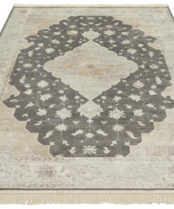 Perzisch tapijt Keshan Zobar - beige/bruin - overzicht schuin, thumbnail