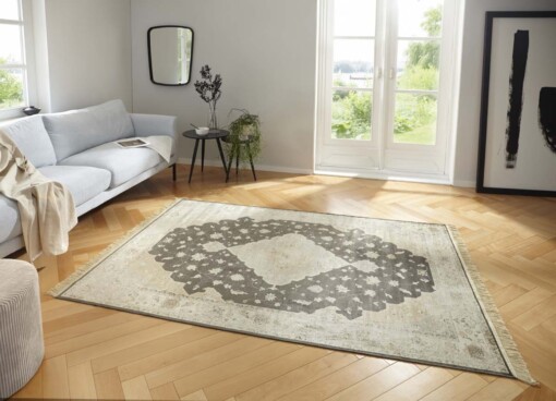 Perzisch tapijt Keshan Zobar - beige/bruin - sfeer