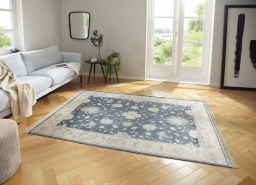 Oosters tapijt Nain Urnia - blauw/beige - sfeer