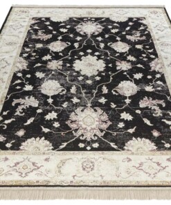 Oosters tapijt Nain Urnia - antraciet/beige - overzicht schuin, thumbnail