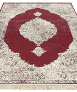 Oosters tapijt Hamun - beige/rood - overzicht schuin, thumbnail