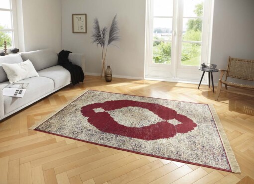 Oosters tapijt Hamun - beige/rood - sfeer