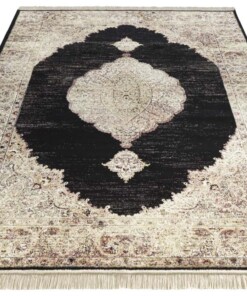 Oosters tapijt Hamun - beige/antraciet - overzicht schuin, thumbnail