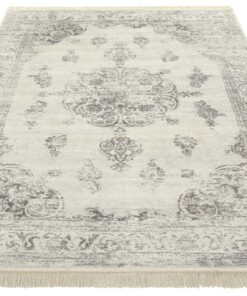 Vintage vloerkleed Keshan Diyala - beige/grijs - overzicht schuin, thumbnail