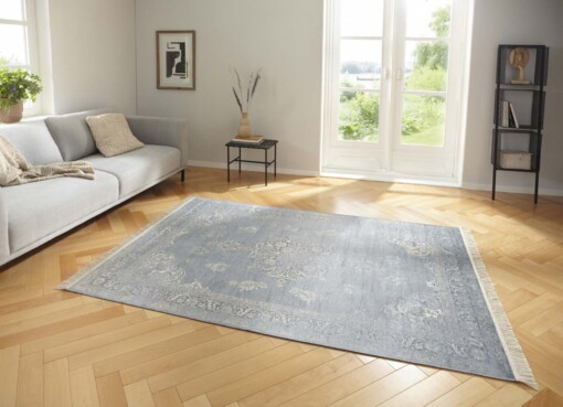 Vintage vloerkleed Keshan Diyala - lichtblauw/beige - sfeer