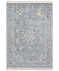 Vintage vloerkleed Keshan Diyala - lichtblauw/beige - overzicht boven, thumbnail