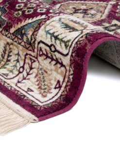 Perzisch tapijt velours Hamadan Saira - rood/multi - close up, thumbnail