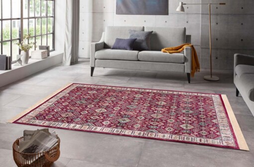 Perzisch tapijt velours Hamadan Saira - rood/multi - sfeer
