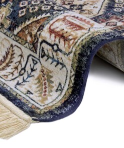 Perzisch tapijt velours Hamadan Saira - donkerblauw/multi - close up, thumbnail