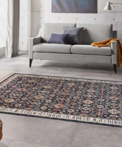Perzisch tapijt velours Hamadan Saira - donkerblauw/multi - sfeer