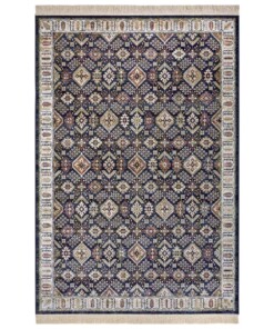 Perzisch tapijt velours Hamadan Saira - donkerblauw/multi - overzicht boven