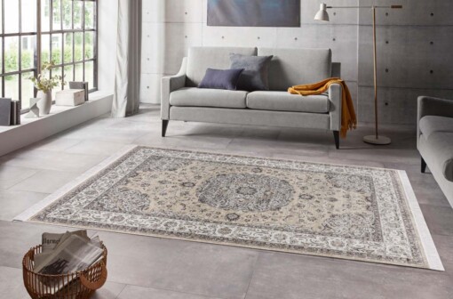 Perzisch tapijt velours Tabriz Casim - beige/crème - sfeer