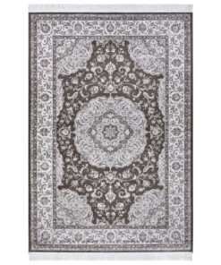 Perzisch tapijt velours Tabriz Casim - bruin/zilver - overzicht boven
