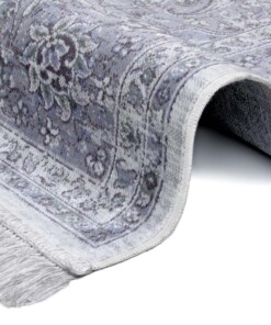 Perzisch tapijt velours Tabriz Casim - blauw/zilver - close up, thumbnail