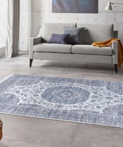 Perzisch tapijt velours Tabriz Casim - blauw/zilver - sfeer, thumbnail