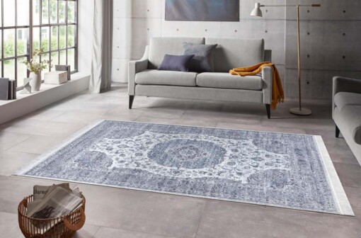 Perzisch tapijt velours Tabriz Casim - blauw/zilver - sfeer