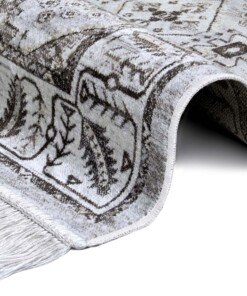 Perzisch tapijt velours Hamadan Saira - grijs - close up, thumbnail