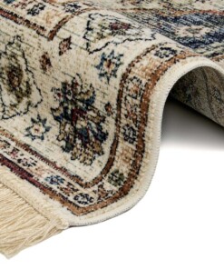 Oosters tapijt Tabriz Madiha - beige/donkerblauw - close up, thumbnail