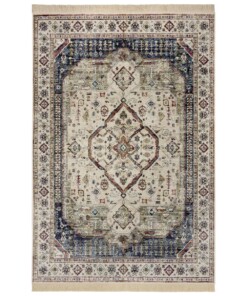 Oosters tapijt Tabriz Madiha - beige/donkerblauw - overzicht boven, thumbnail