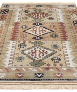 Kelim vloerkleed Ama - beige/multi - overzicht schuin, thumbnail