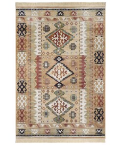 Kelim vloerkleed Ama - beige/multi - overzicht boven, thumbnail