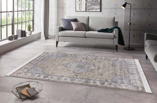 Perzisch tapijt Keshan Derya - beige/crème - sfeer