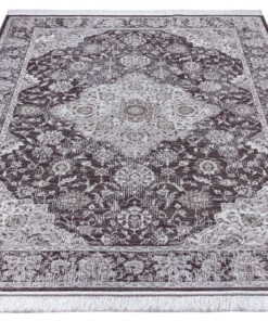 Perzisch tapijt Keshan Derya - zilver/bruin - overzicht schuin, thumbnail