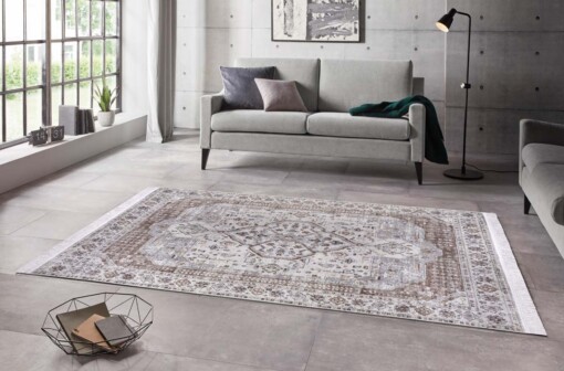 Oosters tapijt Tabriz Madiha - zilver - sfeer