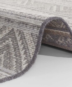 Kelim vloerkleed Maranao - grijs/crème - close up, thumbnail