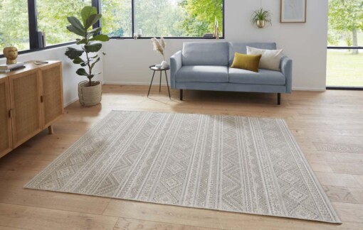 Kelim vloerkleed Maranao - crème/grijs - sfeer