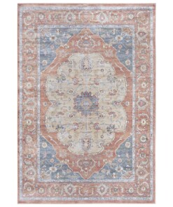 Vintage vloerkleed Modasa - oranje/blauw - overzicht boven, thumbnail