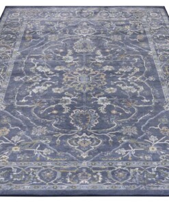 Vintage vloerkleed Modasa - donkerblauw - overzicht schuin, thumbnail