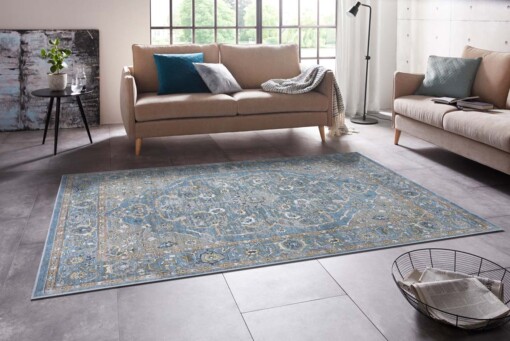 Vintage vloerkleed Modasa - blauw - sfeer