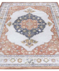 Vintage vloerkleed Sehura - oranje/crème - overzicht schuin, thumbnail