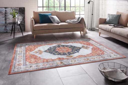 Vintage vloerkleed Sehura - oranje/crème - sfeer