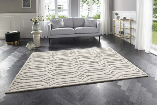 Laagpolig vloerkleed Lantian Elle Decoration - crème/grijs - sfeer