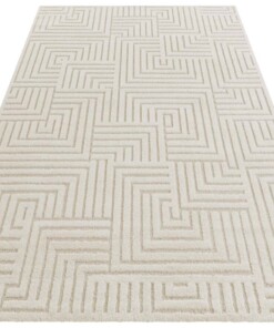 Laagpolig vloerkleed Manipu Elle Decoration - crème - overzicht schuin, thumbnail