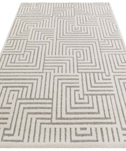 Laagpolig vloerkleed Manipu Elle Decoration - crème/grijs - overzicht schuin, thumbnail