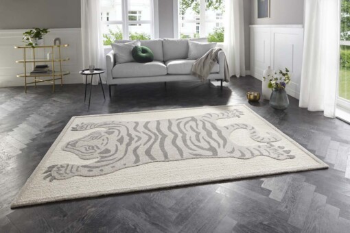 Laagpolig vloerkleed Samayi Elle Decoration - beige/grijs - sfeer