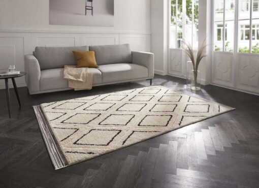 Designer vloerkleed 3D Colin - crème/zwart - sfeer