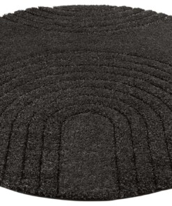 Rond designer vloerkleed 3D Fergus - donkergrijs - overzicht schuin, thumbnail