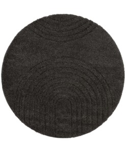 Rond designer vloerkleed 3D Fergus - donkergrijs - overzicht boven, thumbnail